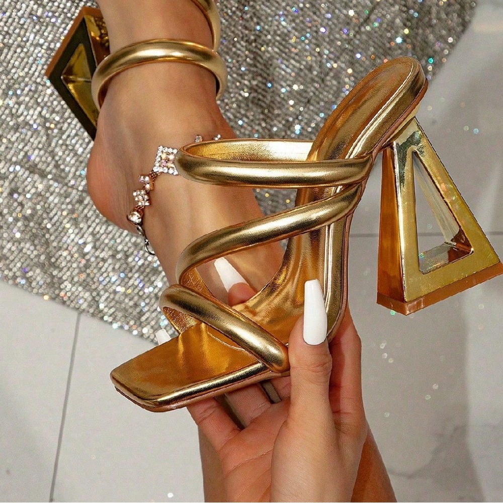 Elegant Gold Strappy Heels